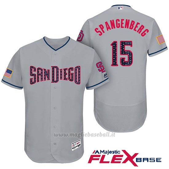 Maglia Baseball Uomo San Diego Padres 2017 Estrellas y Rayas Cory Spangenberg Grigio Flex Base